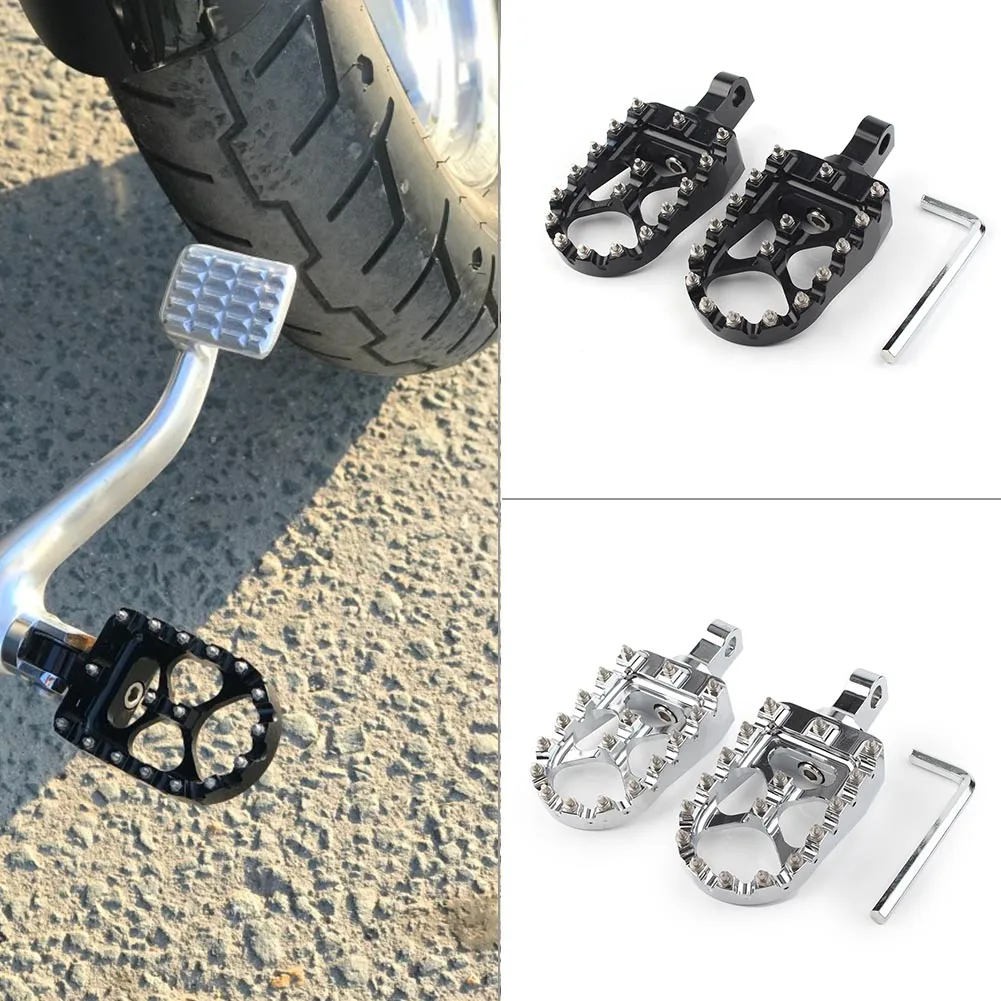 Motorbike CNC Wide Footrests Aluminum 360°Roating Adjustable Suitable for Harley Davidson Dyna Fatboy Iron 883 Sportster 883（Black） 