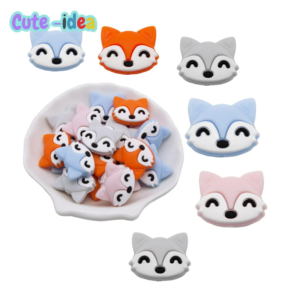 

Cute-Idea 10PCs Fox Beads Teether Pacifier Pearl DIY Handmade Accessories Chain BPA Free Chewable Teething Soft Baby Product
