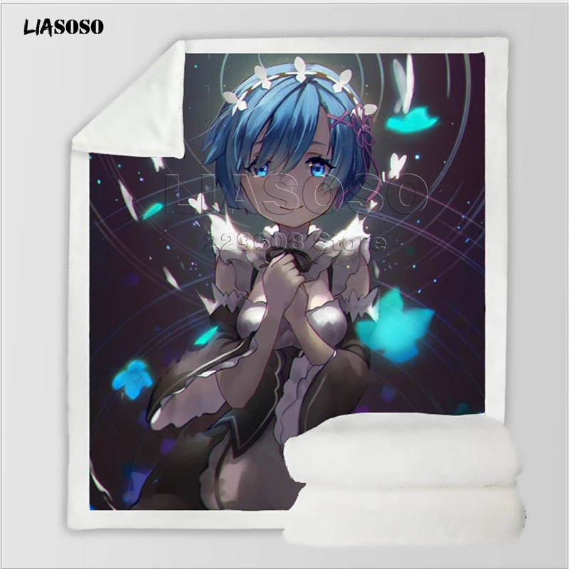 12 Диван, постельные принадлежности, аниме, Re: zero, сестры-близнецы, горничные рам и рем, Узорчатое, для взрослых, детей, набивное шерстяное одеяло, одеяло для путешествий, одеяло для автомобиля - Цвет: 12
