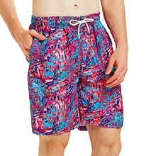 

Heavywood Men's Quick Drying Beach Shorts Mesh Lining Drawstring Graphic Print Male Swimming Trunks Casual Home Big Size Shorts