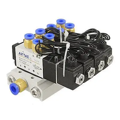 

4V110-06 AC 110V 2 Position 5 Way 4 Solenoid Valve Connected Base Muffler