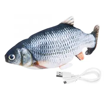 

Fish Toy Electric Playing Biting Bouncing Fish 28cm USB Rechargeable Simulation Stuffed Toy for Pet Cat Dog Chewing Training