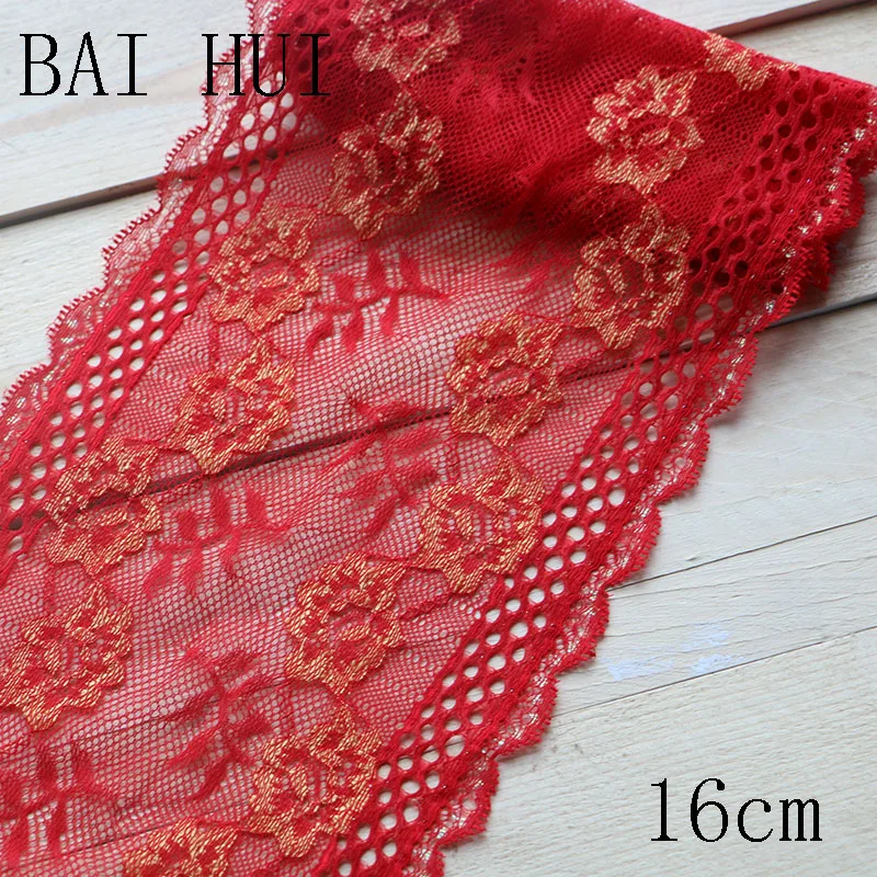 16CM 1YARD 16 см 1 ярд спандекс кружево эластичное пошивное ремесло лента белый черный стрейч-кружева ткань вязание материал DIY одежды Acce - Цвет: 16CM 1YARD