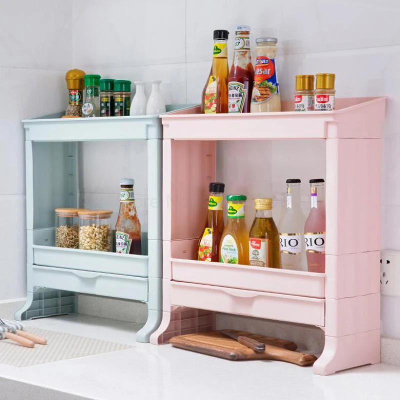 The Double Drawer Seasoning Spice Rack Kitchen Shelves Plastic Multilayer Shelf Condiment Receive Frame Storage Holders Racks Aliexpress