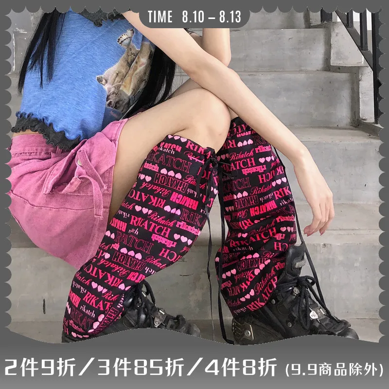 original-design-japanese-punk-hot-girl-magazine-letters-printing-lovely-bandage-leg-warmer-foot-sock-knee-sleeve