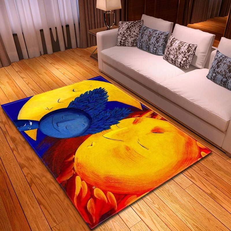 Мультяшная картина с солнцем, Детский ковер для спальни, мягкий фланелевый нескользящий детский коврик для ползания, коврик для кровати, ковер для гостиной