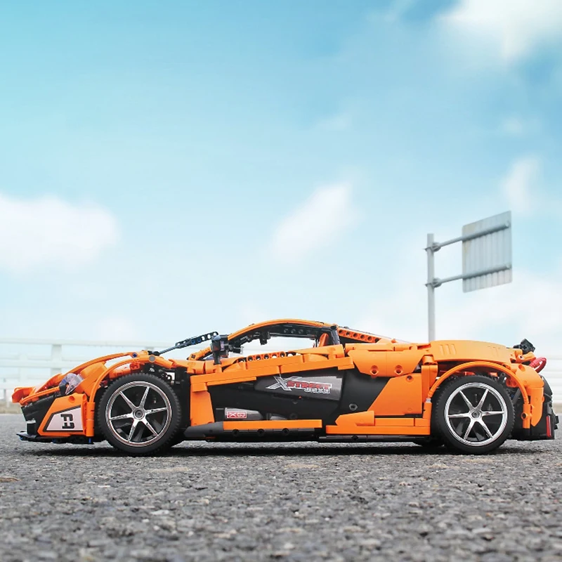 Гипер гоночный автомобиль спортивный автомобиль строительные блоки кирпичи подарок для детей игрушка желтый(статический вариант