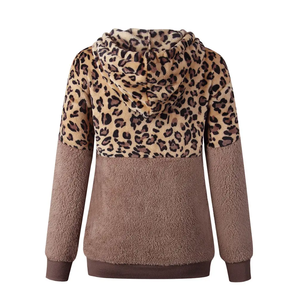 Леопардовый плюшевый свитер с капюшоном более размера d шерпа пуловер нового размера плюс 5XL пушистый Feece свитера женские леопардовые теплые уличные