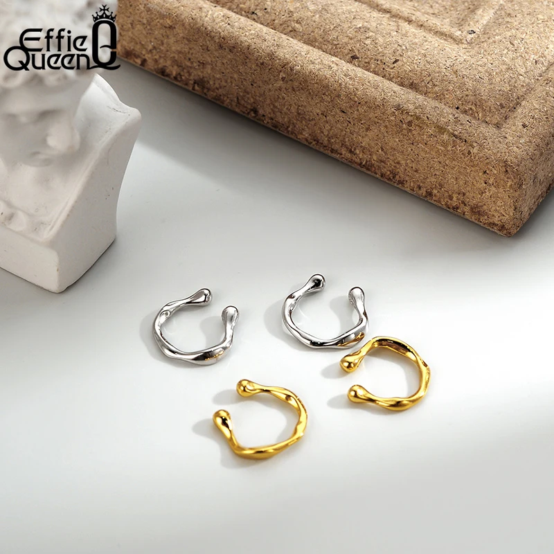 Effie Queen 925 Sterling Silver Ear Cuff Non-Piercing Helix Cartilage Cuff Clip on Earrings for Women Girls Gift 1 PC Sold CL07