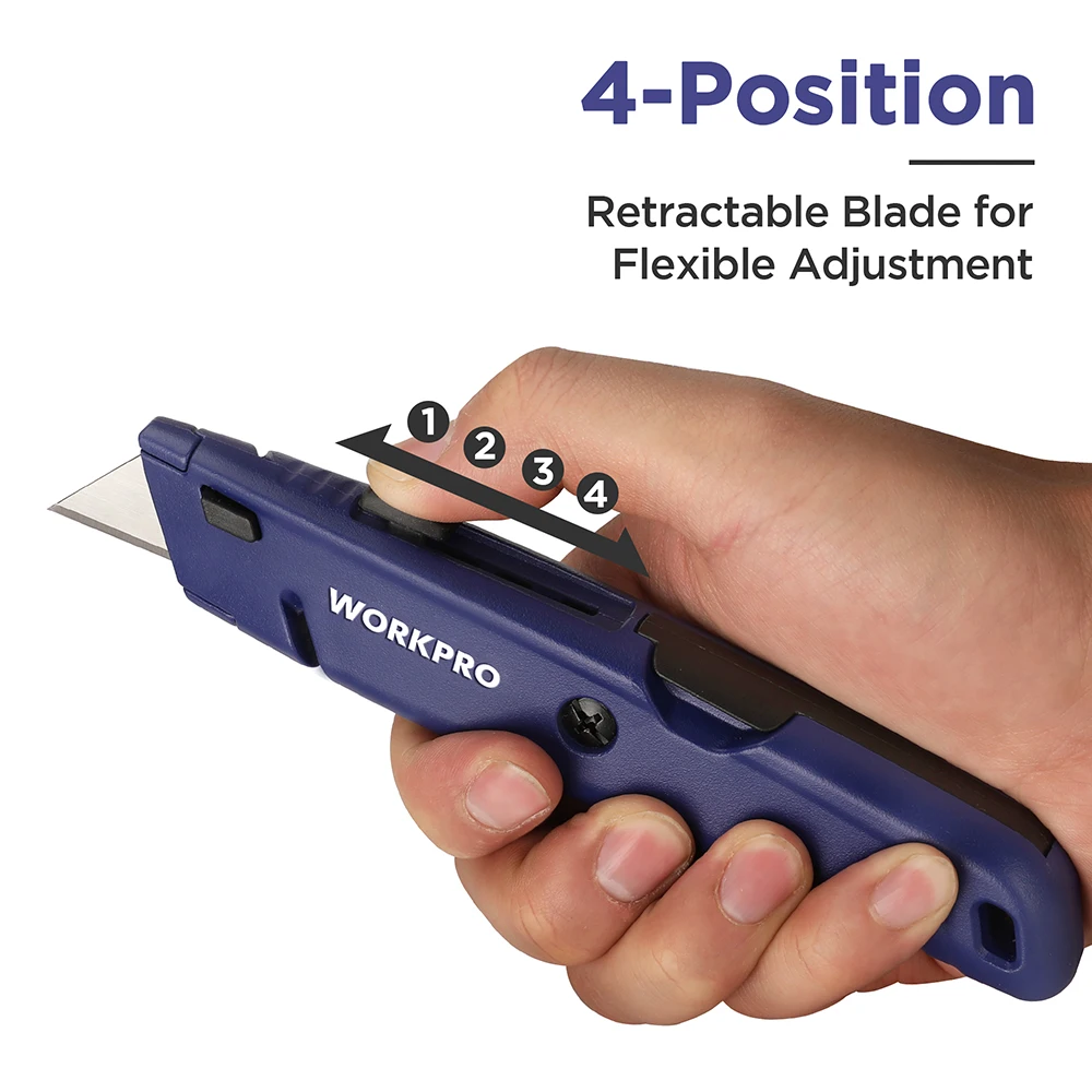 WORKPRO Quick Change Utility Knife With Storage Retractable Box Cutter 10pcs SK5 Extra Blades Included