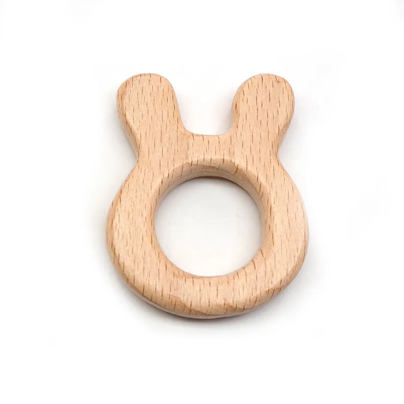 Chenkai 10 шт. деревянный Прорезыватель "Слон" кольцо DIY Экологичная незавершенная Младенческая Погремушка прорезыватель, захватывающие Деревянные игрушки животных - Цвет: Rabbit