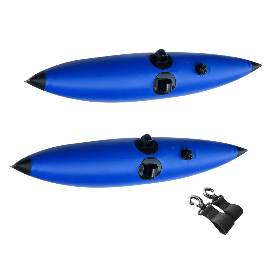 Упаковка 2 Премиум синий ПВХ каяк стоящий надувной Outrigger/Стабилизатор+ 2 зажимы лопастей