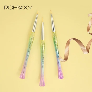 

ROHWXY High-grade Metal Carved Pen Nail Art Design Brush UV Gel Line Painting Drawing Brush Hair Pen Manicure Nail Liner Tool