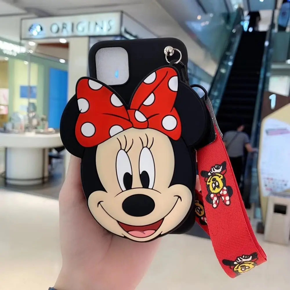 Cute 3D Bears Minnie Cartoon Zipper Wallet silicone Phone case for iphone X XR XS 11 pro MAX 7 8 6S plus for samsung S9 S10 Note