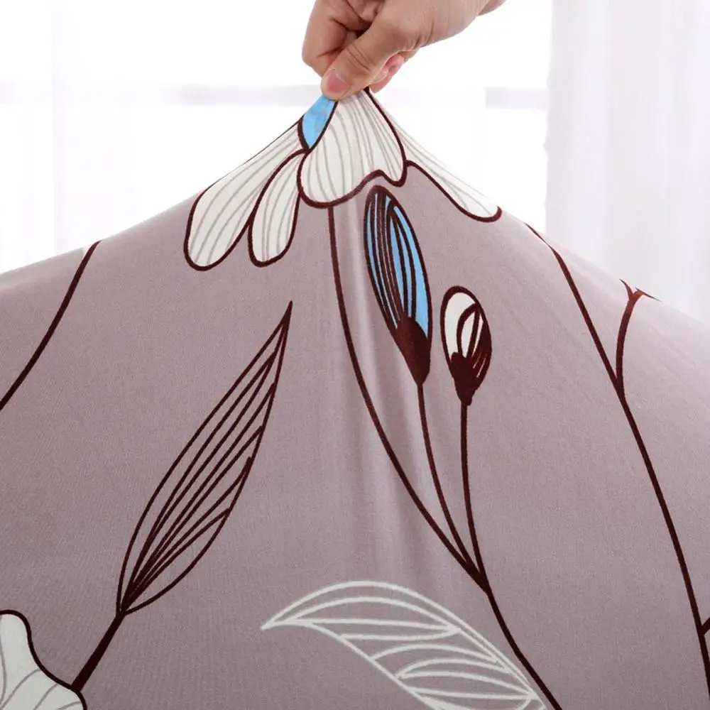 Короткие цветы серый белый сшитый диван крышка Slipcover стрейч эластичный