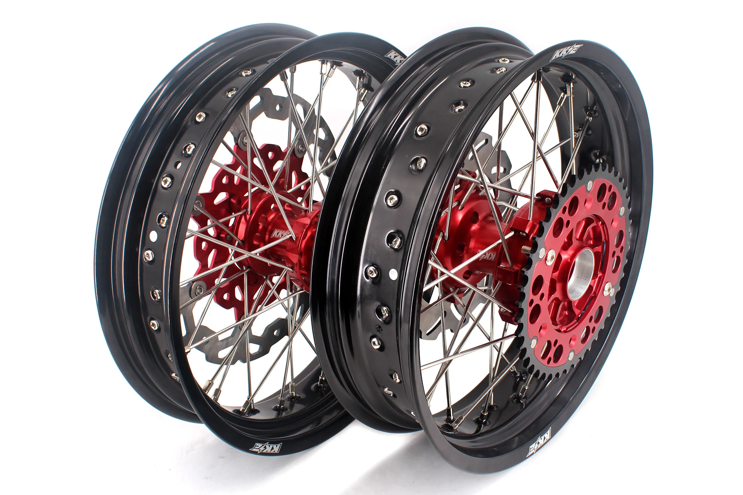 KKE 3 5/4 25 Cush Drive Supermoto Motard комплект колес для HONDA XR650R 2000 2008 серебряные диски Красный
