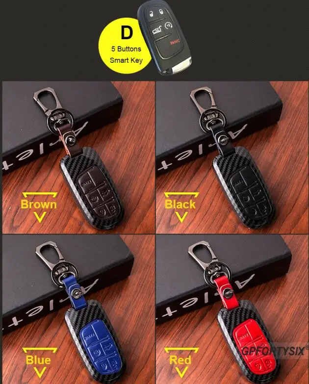 smart key D model Углеродное волокно Автомобильный ключ крышка оболочки для Jeep Renegade Grand Cherokee Chrysler 300C для Fiat кожа 3 кнопочный корпус дистанционного брелка - Название цвета: smart key D model