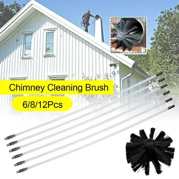 

Professional 6/8/12Pcs Rod Cleaner Chimney Boiler Nylon Brush Dryer Duct Cleaning Tool Kit for Household Industrial Use