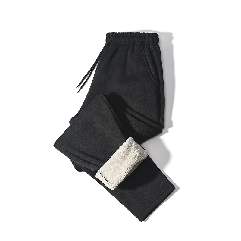Mens Athletic Pants Fleece Lined Thick Trousers Casual Loose Warm Joggers Winter Elastic Waist Sweatpants
