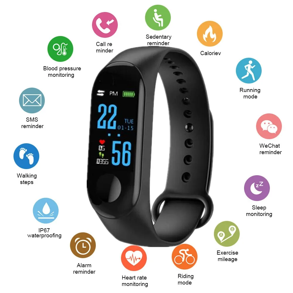 

Smart Watch Men Women Heart Rate Monitor Blood Pressure Fitness Tracker Smartwatch Sport Smart Clock Watch For IOS Android PK M4