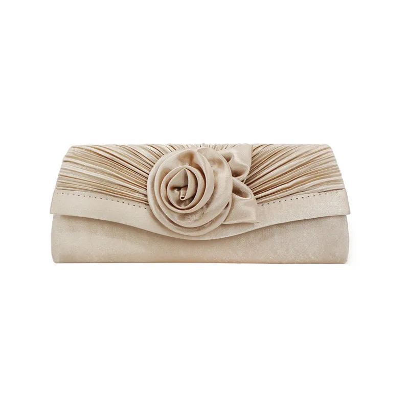 Luxy Moon Apricot Floral Satin Clutch Evening Bag Front View