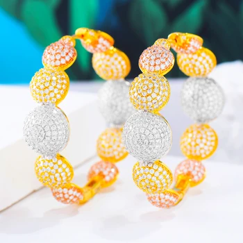 

GODKI Luxury Bubble Ball Cubic Zirconia Statement Hoop Earrings For Women Wedding DUBAI Big Earrings Jewelry Accessories GIFT