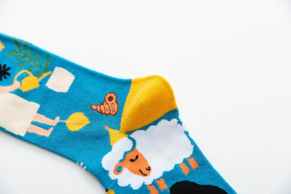 Женские носки с милыми рисунками из мультфильмов; мужские носки с цветочным рисунком; модные хлопковые носки для счастливой личности; специальные носки для взрослых; Повседневные Гольфы