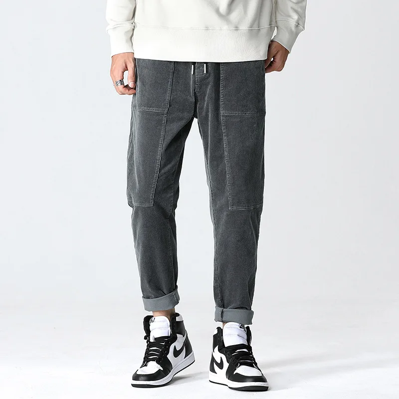 

Брюки мужские джинсовые, удобные эластичные повседневные облегающие Прямые вельветовые свободные штаны, Осень-зима