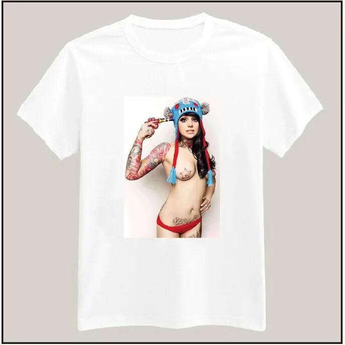 

New Arrival Sexy Tattoo Nude Girl Print Women Tshirt Cotton Casual Shirt White Top Tees Big Size Camiseta Tz153-108