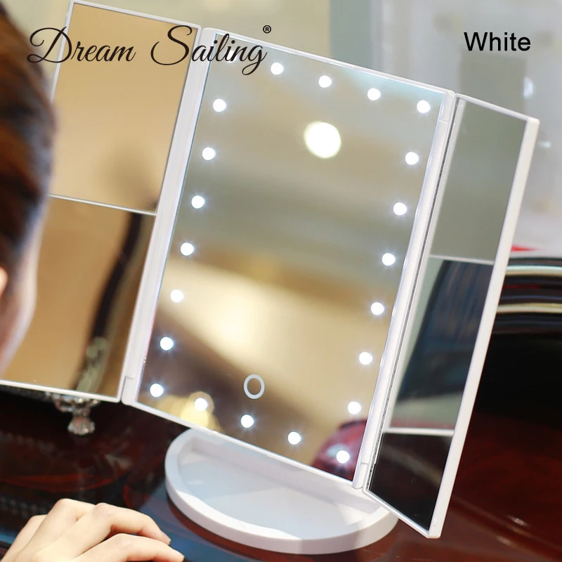Зеркало с светодиодный сенсорным экраном 22 зеркало для макияжа с лампой Настольный макияж 1X/2X/3X увеличительные зеркала туалетный столик 3 складные