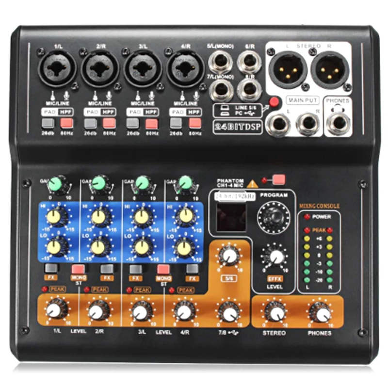 Профессиональный 8 каналов аудио микшерный пульт Мини USB цифровой DJ микшер с PAD переключатели DSP эффект для караоке PC встречи(US Pl