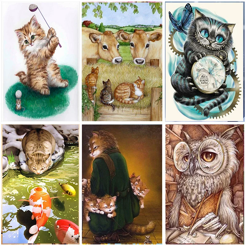 

Cartoon Cats 5D DIY Diamond Painting Animals Full Round Art New Arrival Embroidery Crystal Mosaic Cross stitch Adults Handmade