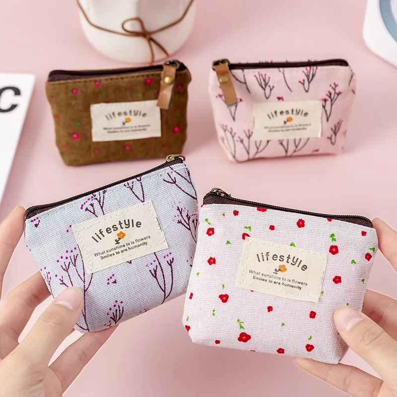 Moda flor patrón moneda monederos pequeña lienzo natural moneda monedero de  señora auriculares moneda llaves dinero de almacenamiento de bolsa con  cierre bolsa|Bolsas de almacenamiento| - AliExpress