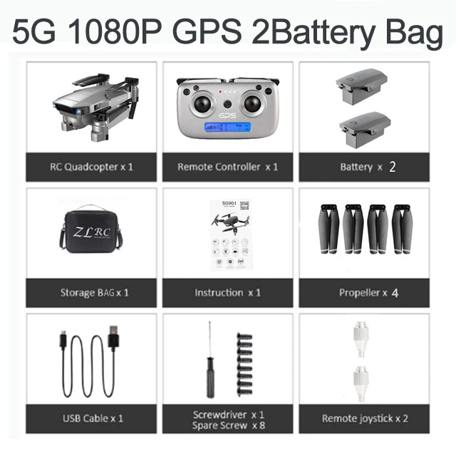 ZLRC SG907 RC gps Дрон с 5G WiFi 90 ° Электрическая регулировка 4K камера следуем за мной Квадрокоптер складной Квадрокоптер VS S167 E520S - Цвет: 5G 1080P GPS 2B BAG