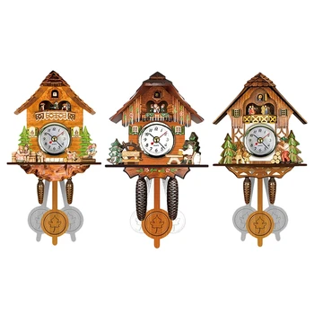 

Antique Wooden Cuckoo Wall Clock Bird Time Bell Swing Alarm Watch Home Art Decor