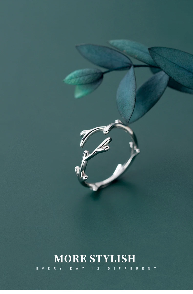 Modian Classic Fashion Irregular Branches Ring for Women Real 925 Sterling Silver Adjustable Free Size Plant Ring Fine Jewelry