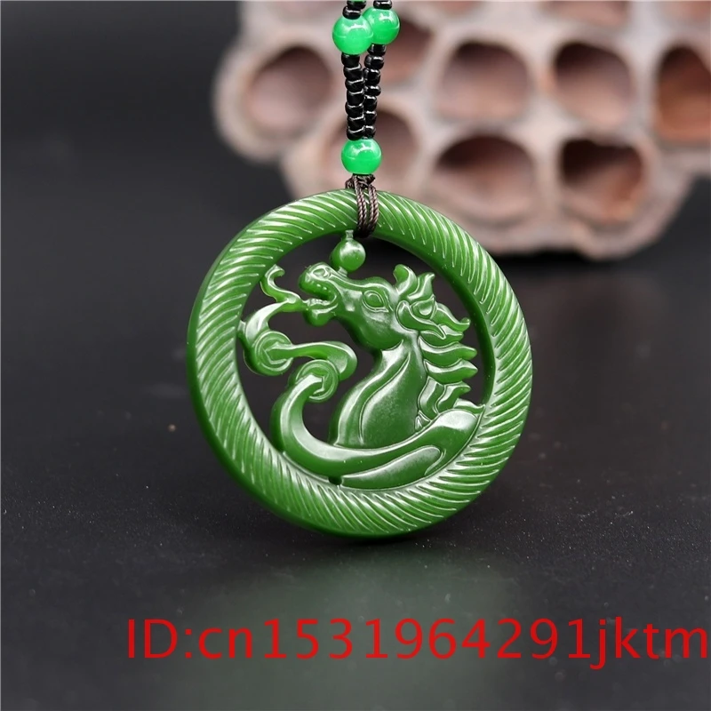 Jade Horse Амулет подвеска резные модные двусторонние ювелирные изделия ажурные