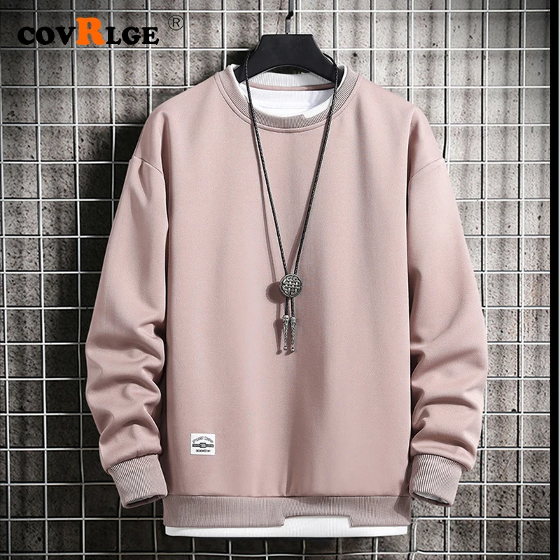 

Свитшот Covrlge мужской, Повседневная Толстовка, пуловер с длинным рукавом, однотонная уличная одежда, MWW231, на осень и весну