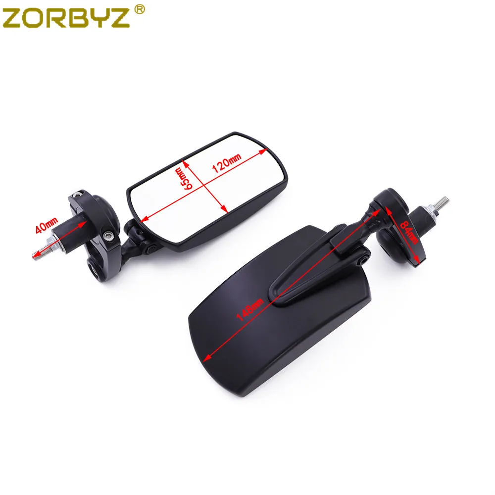 ZORBYZ 블랙 오토바이 7/8 22mm 조정 가능 360 회전 접이식 알루미늄 핸들 바 엔드 백미러 혼다 야마하 용, 혼다 야마하 사이드 미러