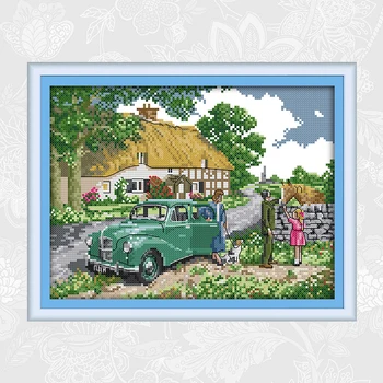 

Farewell Patterns Cross Stitch Kits 11CT Printed Fabric 14CT Canvas DMC Counted Character landscape Cross-stitch Embroidery