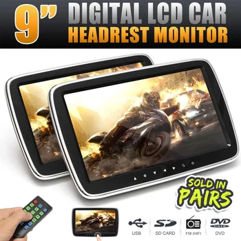 

9'' Car Headrest Monitor DVD MP5 Player USB/SD/HDMI/FM/Game Car Digital Screen Audio Video Radio Stereo Remote Control