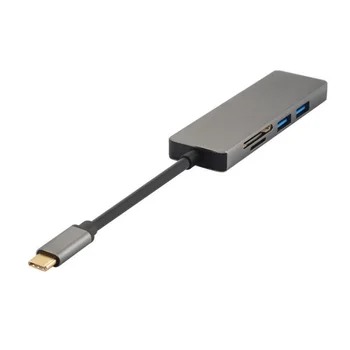 

Universal 5 In 1 Type-c Adapter USB 3.0 Multi-Function Hub Splitter With TF / SD Card Reader For samsung huawei xiaomi iphone