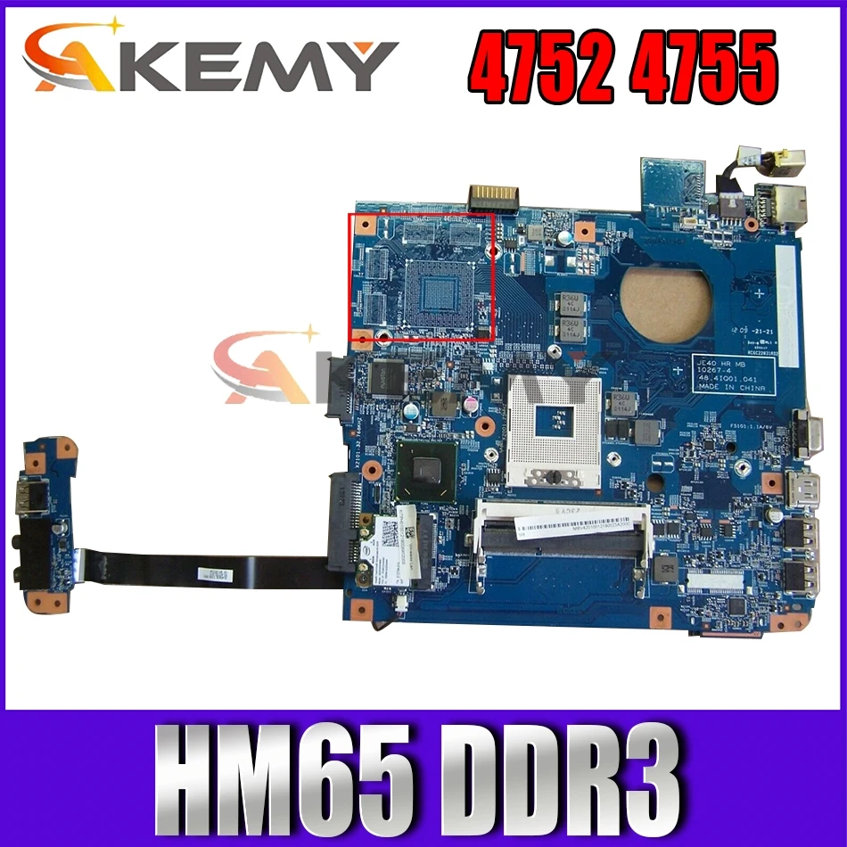 Материнская плата AKEMY JE40 HR MB 10267-4 48. 4iq01. 041 для ноутбука acer aspire 4752 4755 материнская HM65