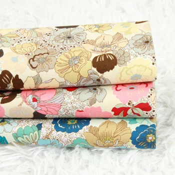 

Floral 100% Cotton Fabric For Making Clothes Baby Dress Sewing Bed Sheet Pillow Cover DIY mouth gold Child Fabrics