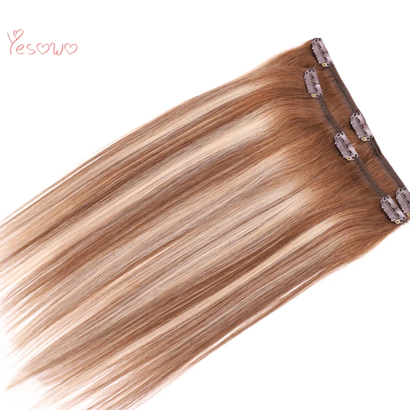 Yesowo 4/27/4# выделить индийские Волосы remy утка с зажимами для наращивания на всю голову 9 шт. настоящие волосы на заколках для наращивания