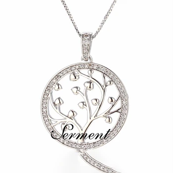 

SERMENT Unique Design Women Fashion Pendants New Fashion Charm Wedding Gilded Silvered Color White Crystal Zircon Accessories