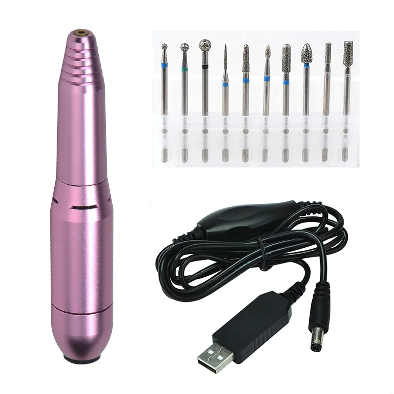 set 3 20000 ОБ/мин USB Электрический Фрезер для ногтей, сверлильный станок 2 Way Поворот Мини Фрезер для ногтей, сверлильный Комплект фрез для маникюра и педикюра, фрезер гель для снятия Ручка - Цвет: set 3