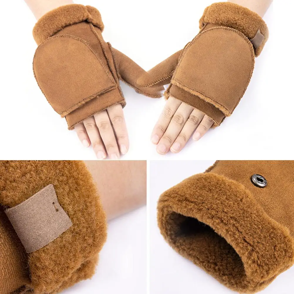 Winter Gloves Fur Warm Mittens Thickened Outdoor Windproof Thermal Warm Touchscreen Glove Breathable for Men Women