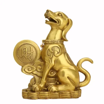 

MOZART Pure Copper Dog Money Dog Zodiac Dog Lucky Fortune Township Home, Small length 16 cm wide 12 cm high 23 cm 1.7 kg