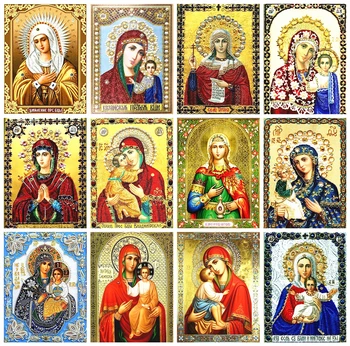 

Huacan 5D Diamond Painting Religion Jesus Full Square/Round Diamond Embroidery Icon Mary Home Decoration